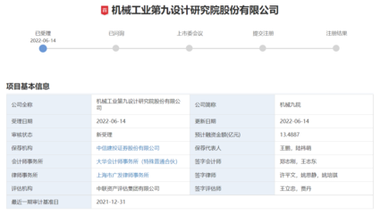 機(jī)械九院擬IPO 研發(fā)投入過億，信息技術(shù)咨詢服務(wù)引領(lǐng)創(chuàng)新